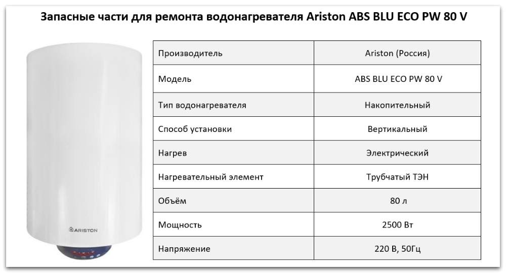 Купить запчасти Ariston ABS BLU ECO PW 80 V в Воронеже